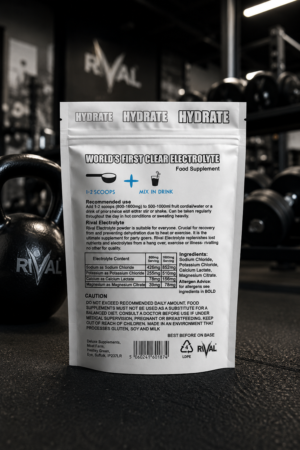 Rival RAW — 100% Pure Unflavoured Electrolytes 250g 312 Servings
