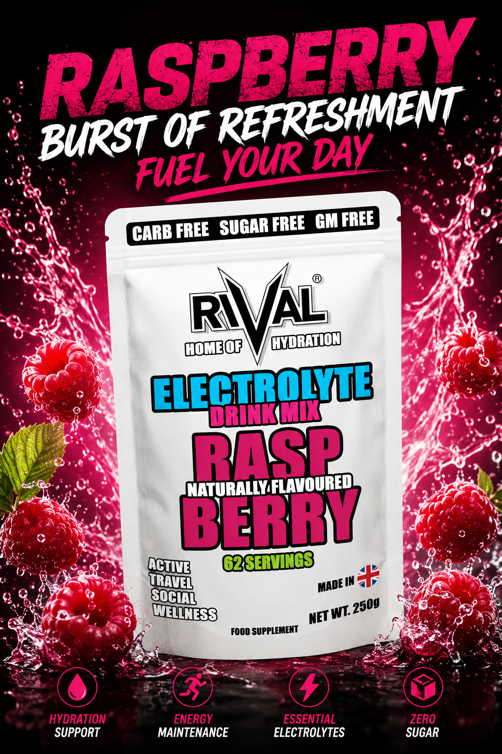 RIVAL RAW: Flavoured Electrolyte Powder