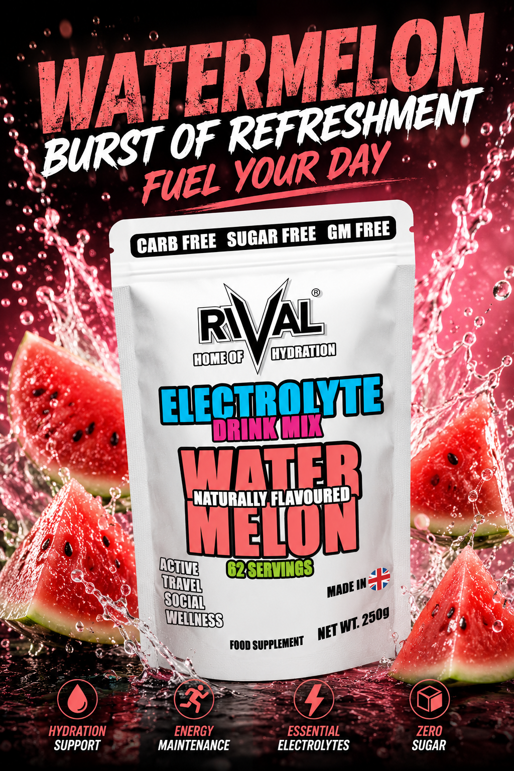 RIVAL RAW: Flavoured Electrolyte Powder